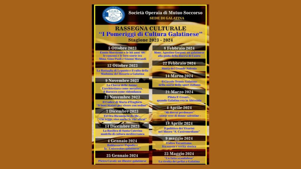 I Pomeriggi di Cultura Galatinese – Programma 2023-2024